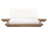 Beliani Exklusives Wasserbett im japanischen Stil im Hellen Holzfarbton 160 x 200 cm Zen